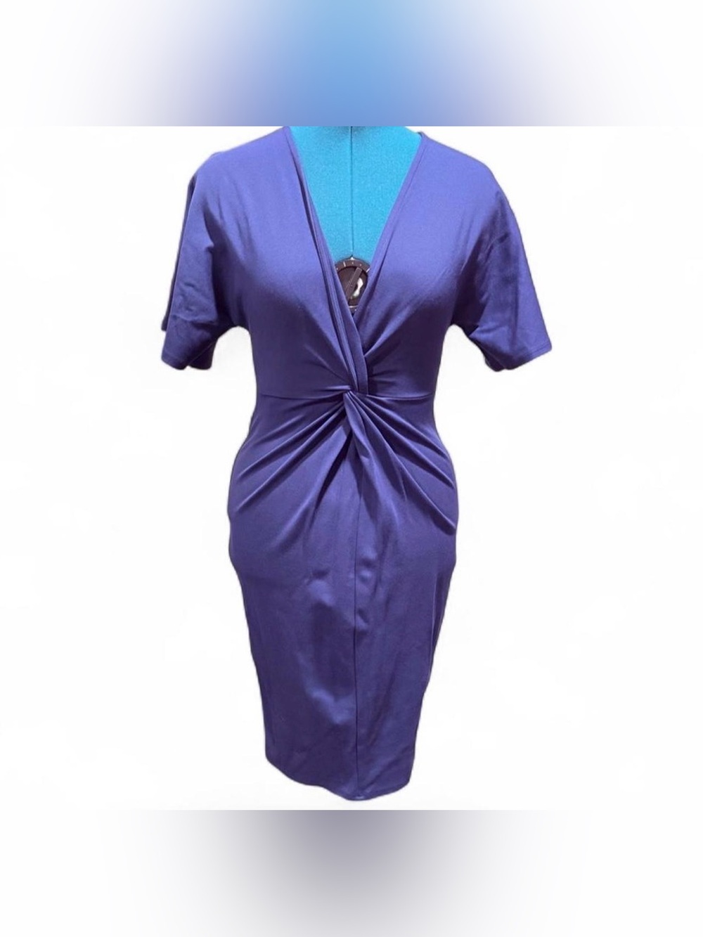 june & hudson Navy Twist-Front V-Neck Midi Dress